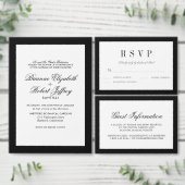 Faire-part de mariage de bordure noir et blanc cla (Personnalisez la collection de ce créateur indépendant.)