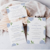 Carte De Placement Wedding Place Cards, Single Blue Hydrangea Classic