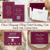 Burgundy Berry Velvet White Folded Wedding Program Programma