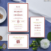 Numéro De Table Mariage Formel Classique avec Monogramme en Bourgo