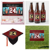 Klasse van 2024 Bourgogne Zwart Goud Afstuderen Fo Spandoek