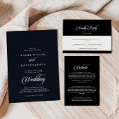 Menu Mariage calligraphié classique noir et blanc
