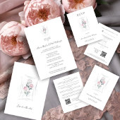 Invitation Classic Cute Floral Peonies Bunch in Gray & Pink