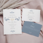 Invitation En Aluminium Classic Gold et Dusty Blue Mariage