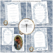 Invitation Classic Elegant Dusty Blue Delicate Floral Wedding