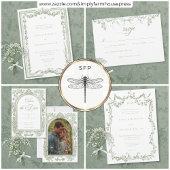 Cartons Réponse Classic Elegant Sage Green Floral Frame Wedding