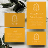 Cartons Réponse Monogramme Crest Marigold Jaune Mariage