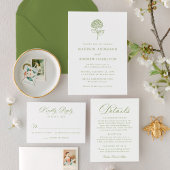 Save The Date Classic Olive Green Hydrangea Photo Wedding