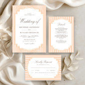 Numéro De Table Mariage Classique aux Rayures Orange