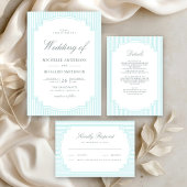Invitation Code QR de mariage rayé bleu pastel classique