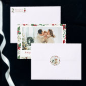 Classic Red & Green Pointsetta Carte photo de vaca