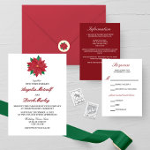 Invitation Noël classique Rouge Poinsettia Mariage d'hiver