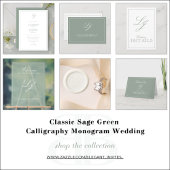 Classic Sage Green Monogramme moderne Bienvenue