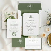 Carte de sauvegarde de mariage au monogramme vert