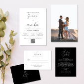 Invitation Mariage de script élégant noir et blanc classique