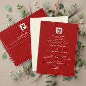 Carte De Remerciements Carré Double Bonheur Mariage chinois classique (Personnalisez la collection de ce créateur indépendant. Test)