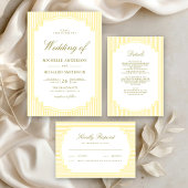 Numéro De Table Mariage rayé jaune classique