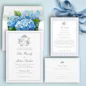 Save The Date Hydrangea Blue Stripes Arch Coastal Photo Wedding