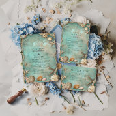 Invitation Coastal Seashell Botanical Wedding