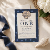 Verjaardagsmenu bord 'Preppy Coastal Shell' voor e Reclamebord Met Voetstuk