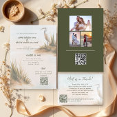 Carte D'accompagnement Code QR RSVP Bohème Côtière Héron