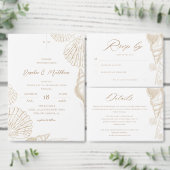 Cartes de réponse de mariage côtier blanc et coqui (Personnalisez la collection de ce créateur indépendant.)