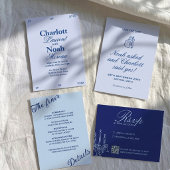 Save The Date Chic Mariage Romantique Classique Bleu Clair Côté