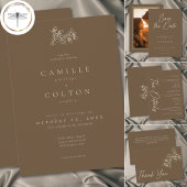 Cartons Réponse Cocoa Brown Minimalist Leaf Acorn Fall Wedding