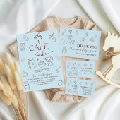 Assiettes En Carton Coffee Theme Blue Bow Cafe Bebe Boy Baby Shower