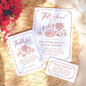 Whimwhams Handgetekende Pizza- en wijnbruidsbadfee Bedankkaart