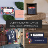 Badge D'identification Fleurs Boho - Marine Bleu & Blanc