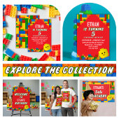 Invitation Colorful Building Blocks Birthday Kids Party