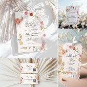 Kleurrijke lente bloemen QR Code Gift Registry Informatiekaartje