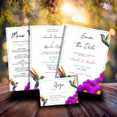 Menu Hummingbirds colorés Purple Daisies Mariage