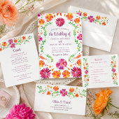 Numéro de table de mariage Floral Fiesta Mexicain