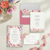 Summer Wildflower Wedding Flat Save The Date Card