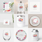 Poster Bienvenue à la réception de mariage floral aquarel