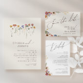 Carte De Placement Fleur sauvage coloré | Pré beige plié