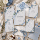 Invitation de mariage Hortensia Bleu
