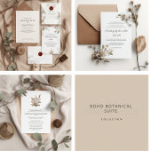 Carte de réponse de mariage botanique boho neutre 
