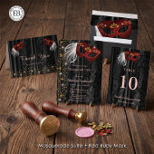 Réponse Ruby Red Masquerade Black Damask Or RSVP