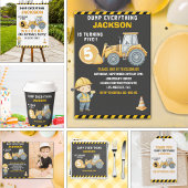 Construction Birthday Boy 5 | Dump Truck Cadeaulabel