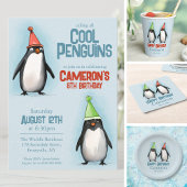 Assiettes En Carton Cool Penguin casquette vert fêter l'anniversaire d