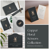 Elegant Copper Scissors Salon Logo Mini Klembord
