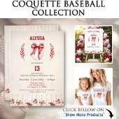 T-shirt Coquette Baseball Mama Red Bow Custom Back Numéro