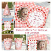 Coquette Berry First Birthday Red Gingham Spandoek