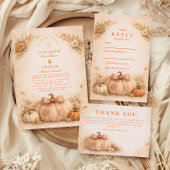 Invitation Coquette Bow Pumpkin Fall Wedding