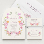 Assiettes En Carton pastel coquette Floral Wreath Baby Shower