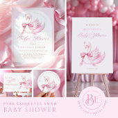 Coquette Zwaan Princess Baby shower Luier Raffle Informatiekaartje