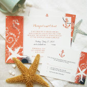 Serviette En Papier Coral & Marine Blue Nautical Beach Mariage